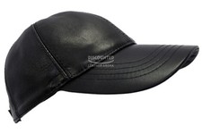 BASEBALL Golf CAP Black REAL LEATHER Outdoor Sport Adjustable Hat Summer Caps