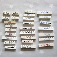 Vintage LEGO Printed Bricks Hotel Cafe Dealer Legoland Taxi Kiosk Garage Esso