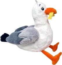 Seagull with Chip in Mouth, 24cm Plush Soft Toy Stuffed Cuddly Bird