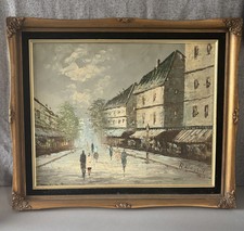 Parisian Street Scene - Oil on