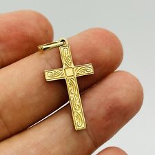 9ct Real Gold Celtic Engraved Cross Pendant Solid GOLD Only 1.4GR New 16mmx26mm