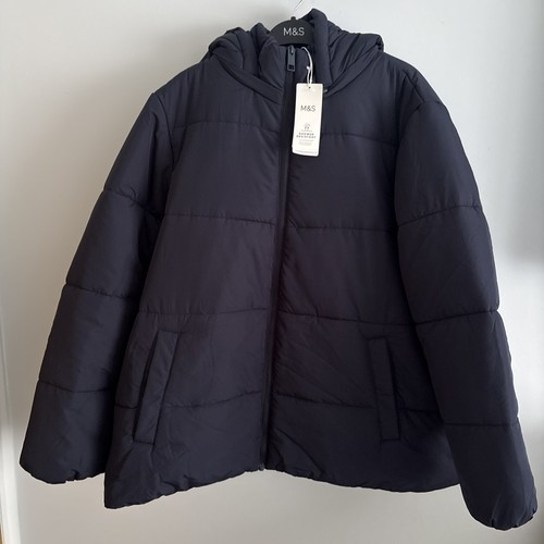 Womans navy puffer jacket - m&s,