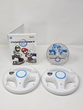Mario Kart Wii (Nintendo Wii, 2008) + 2 x Official Wii Wheels – Tested