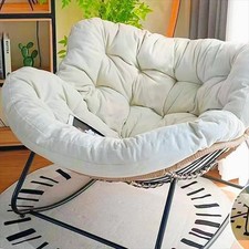 Oversized Papasan Rocking Chair Indoor Outdoor Lounge Seat Comfort Cream