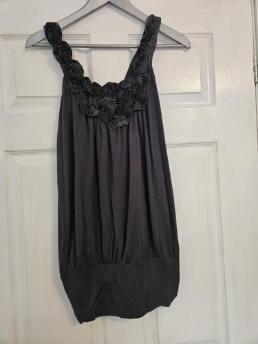 Grey long summer top - with, rose