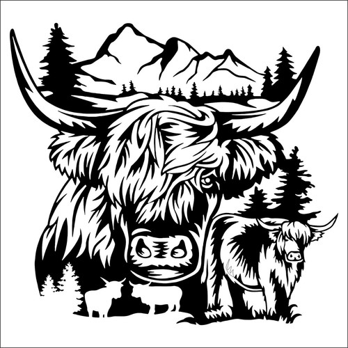 Highland cow large vinyl - large,