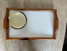 Vintage Retro French Pine/plastic Serving Tray With Handles
