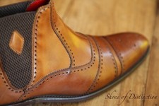 Jeffery West Tan Brown Leather Brogue Chelsea Boots Shoes Mens UK 8 US 9 EU 42