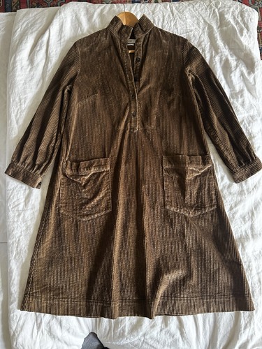 Toast cord line dress - dress, brown