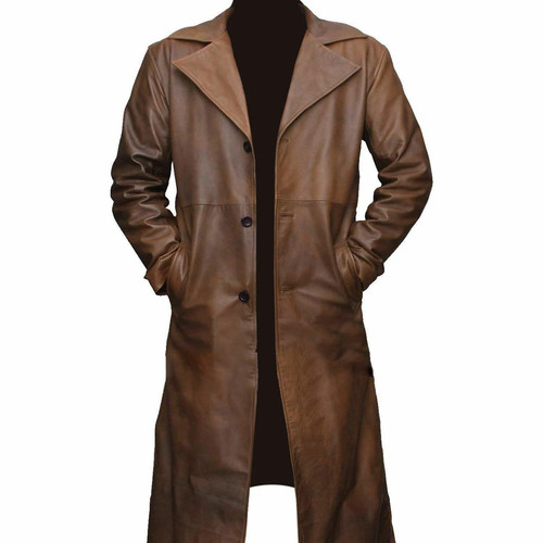 Brown overcoat jacket long - overcoat,