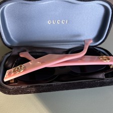 GUCCI PINK ARMED SUNGLASSES Black Front Frame Black Case