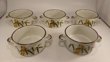 Midwinter Stonehenge Rangoon Soup Bowls 4.5" Handles Set of 5 Ex Con Vintage