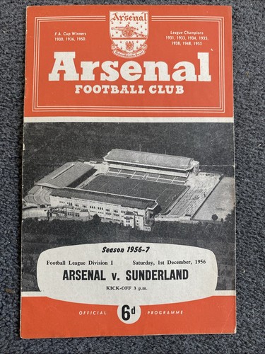 1956 arsenal sunderland - arsenal, v