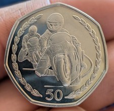 Very rare, 1996 NO DIE, immaculate Isle Of Man TT 50p Pence Coin.