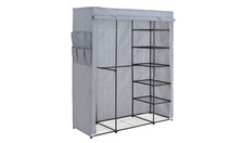 Covered Triple Wardrobe with Storage - Grey