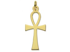 9ct Yellow Gold Pendant Ankh Egyptian Hieroglyph Key Of Life Cross Polished