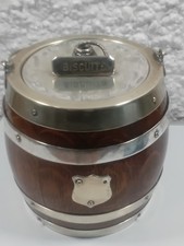 vintage barrel wooden silver plated biscuit ice possibly 1970s free uk post&pack