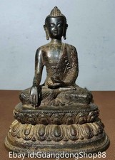 8.8" Old China Bronze Gilt