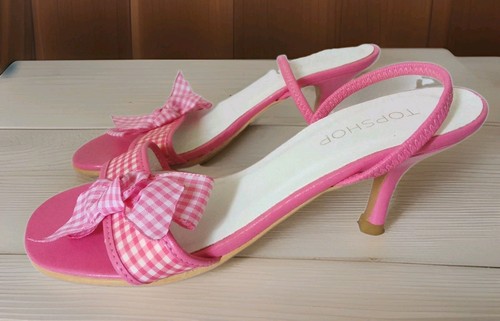 Topshop size pink check bows - pink,