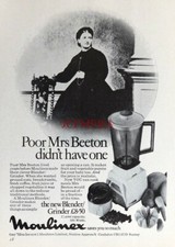 Vintage 'MOULINEX' Blender/Grinder ADVERT (Mrs Beeton) - Original 1977 Print