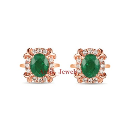 Lab grown emerald with 14k - lab,