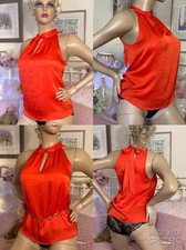 LIQUID SATIN High Neck Peep Hole Secretary GOVERNESS Mistress Top Cami BLOUSE