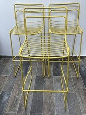 Yellow Metal Wire Bar Stools Set Of Three