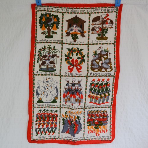 Vintage linen tea towel - vintage, 12