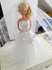 REDRESSED BARBIE"YOUNG BRIDE".Pretty White Gown OOAK.