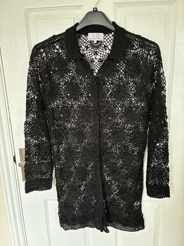 Black crochet sequin long - black,