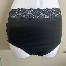 Ex MARKS AND SPENCER   BLACK Lace Waist High Rise Full Briefs - Size 10 to 22