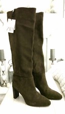 Zara Split Leather Suede Knee High Boots Khaki Brown UK6 BNWT RRP£95.99 LAST ONE