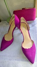 KURT GEIGER CARVELA FUCHSIA PINK SOFT SCALLOP SHOES AND MATCHING BAG UK 4 EUR 37