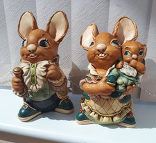 Pendelfin Figures -  Mother Rabbit and Baby, plus Father Rabbit