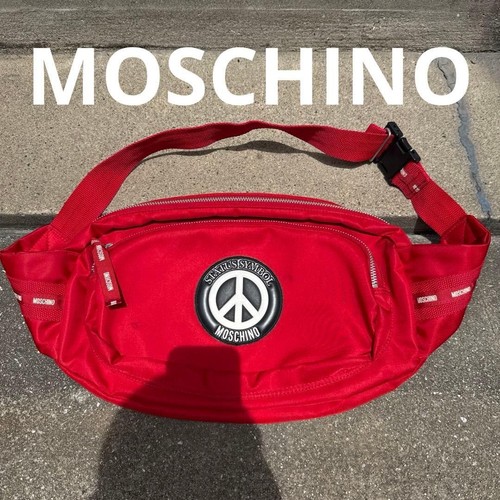 Moschino red nylon peace sign - moschino,