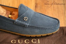 Gucci GG Blue Suede Loafers