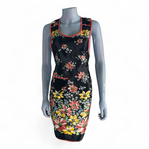 Vintage 1950s black floral - 1950s,