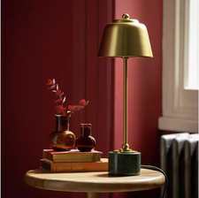 Habitat x Morris & Co Slim Library Table Lamp Brass & Marble Base Desk Light NEW