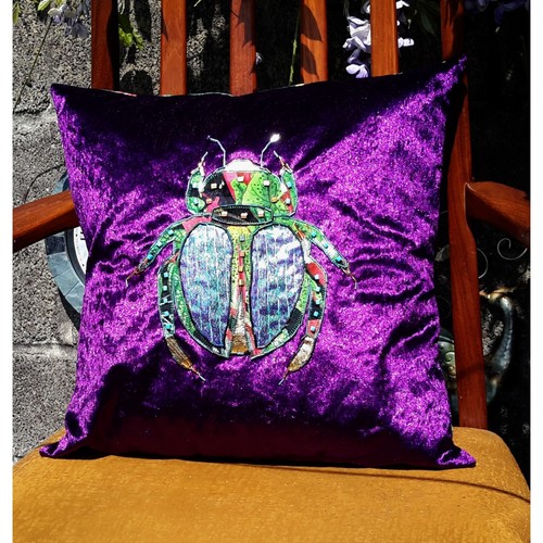 Embellished velvet cushion - embellished,