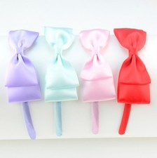 4.5" Large Double Bow Satin Ribbon Hair Bows Hair Head Band Headband School Girl