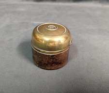 2" KKA PRIV Vintage Brass Inkwell W/ Hinged Lid Antique Metalware Desk Accessory