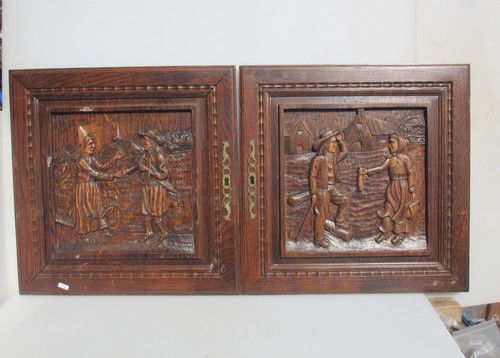 Antique carved wooden - carved, panels