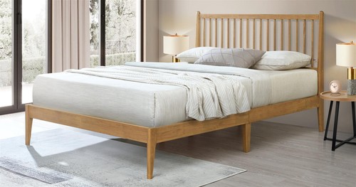 Oak finish wood bed wooden - finish,