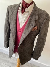 VINTAGE mens ZAGATO GREY HERRINGBONE WOOL TWEED SPORTS JACKET BLAZER 44"