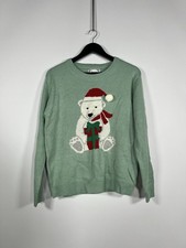 CHRISTMAS POLAR BEAR Jumper - Size Small - Green - Great Condition - Women’s