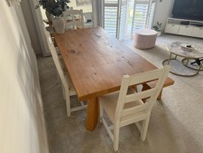   Oak Dining Set Table, Chairs, Bench
