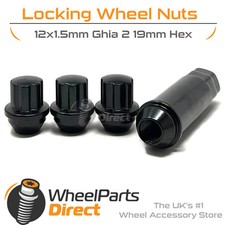 Black GEN2 12x1.5 Lock Nuts for Ford Kuga [Mk2] 12-19 on Original Wheels