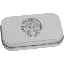 'African Tribal Mask' Metal Hinged Tin / Storage Box (TT047101)