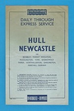 Coach Timetable - East Yorkshire Motor Services - Hull to Newcastle - 1953