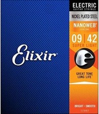 Elixir Electric Guitar Strings Nanoweb 12002 Nickel Wound Anti-Rust  09-42